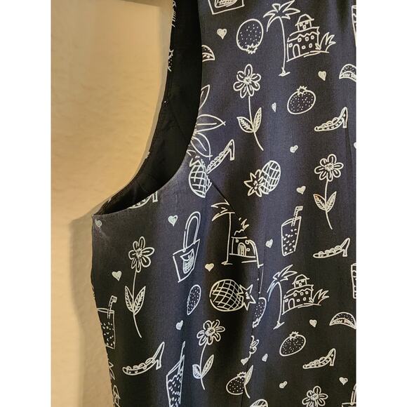 SPENSER JEREMY 100% Silk Vest With Whimsical Black and White Print Size L - Picture 4 of 5